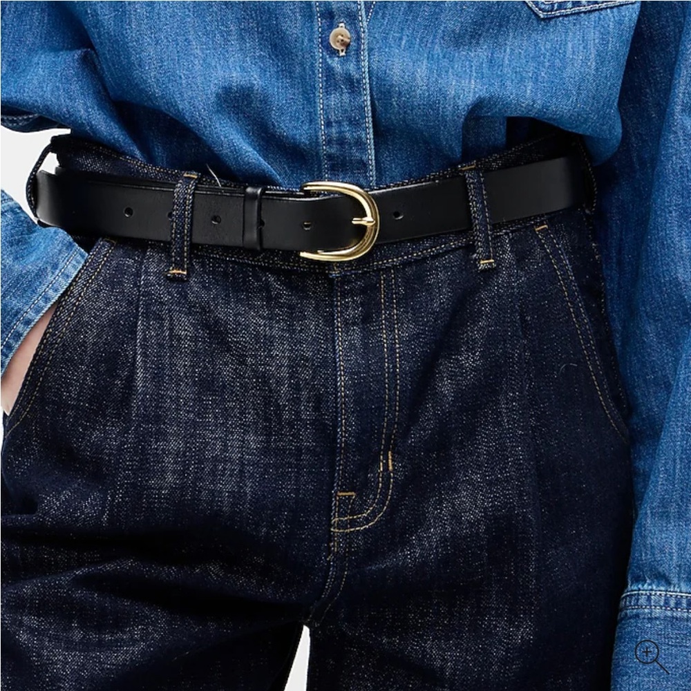 JCREW Classic belt in Italian leather with Gold Buckle - black - size small